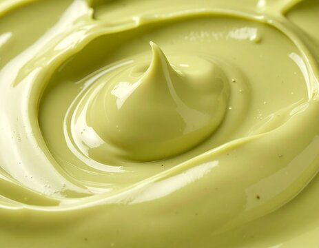 Olive green avocado cream texture close up
