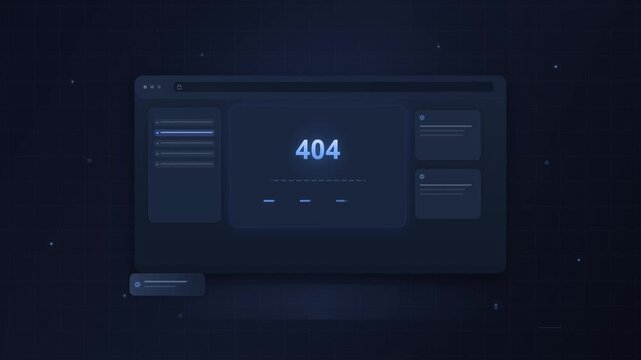 Tech interface displaying a 404 page not found error message