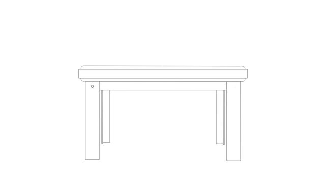 Front view of detailed dining table