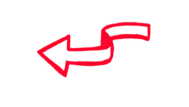 Hand drawn red sketch arrow isolated on white background hand sketched graphic elements for infographic, presentation, navigation, web design, UI layouts and creative visual communication projects