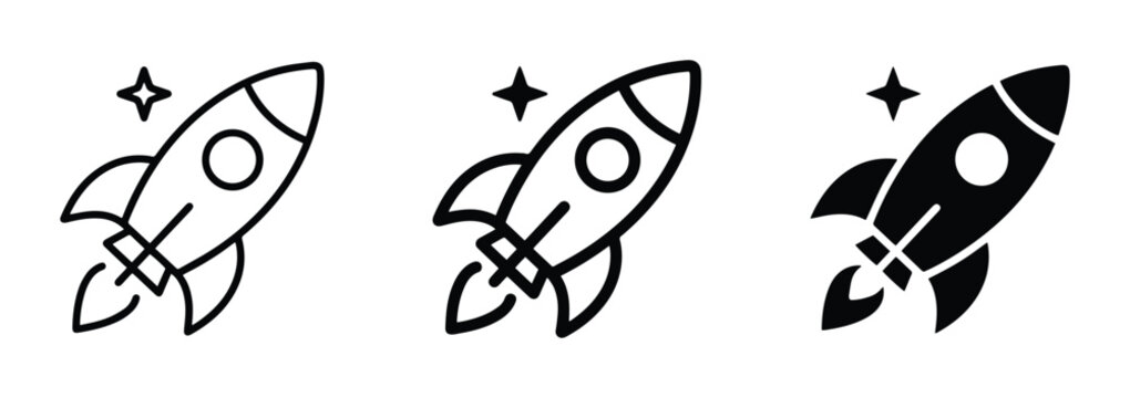 Rocket icon glyph and outline for app or web