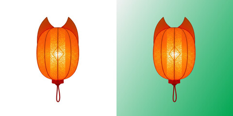 Orange cat ear shaped paper lantern for festival celebration © DesignFlenock