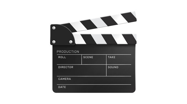 Black Movie Clapperboard Icon Isolated on White Background