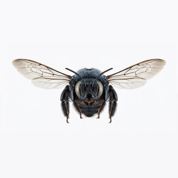 Realistic honey bee full body isolated on white background