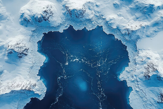 Serene Winter River with Deep Blue Frozen Patterns