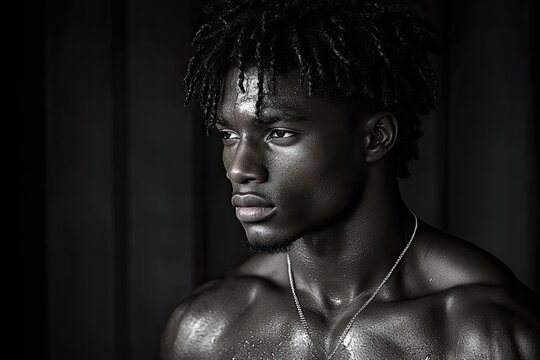 Powerful Presence of a Brooding Black Male Fashion Model