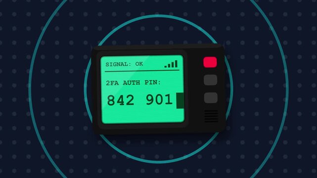 Two Factor Authentication 2fa Pin Displayed on a Retro Pager Device Indicating Secure Login and Data Protection Technology