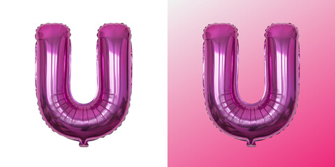 Letter u pink foil balloon for birthday party celebration © Design Helbox