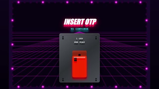 Retro Futuristic Otp Access Granted Animation for Secure Digital Authentication in a Synthwave Cyber Grid Environment