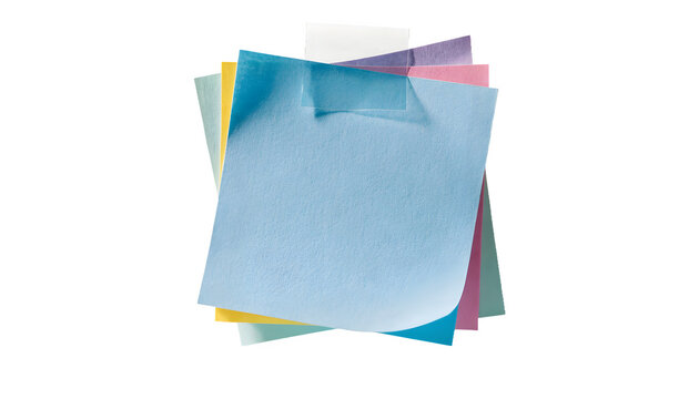 Stack Of Colorful Blank Square Sticky Notes Taped 