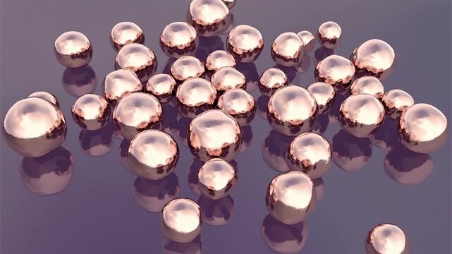 Copper nanoparticles, 3D animation. Metallic nanomaterials studied for antimicrobial activity, catalysis, electronics, drug delivery and other biomedical and industrial applications.