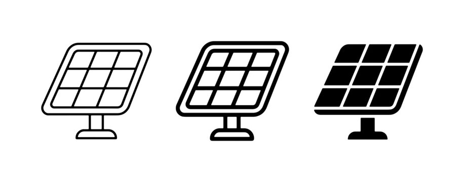 Solar panel icon glyphs for app and web