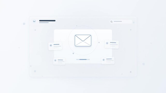 Minimalist digital email interface mockup grid on white background