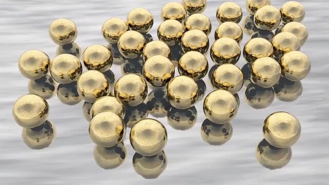 Gold nanoparticles, 3D animation. Metallic nanomaterials widely studied for drug delivery, diagnostics, imaging, biosensing, photothermal therapy and biomedical research.
