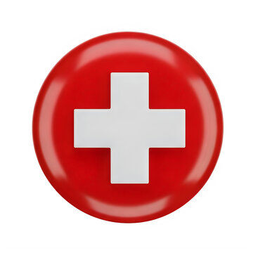 Red medical cross icon button
