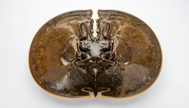 Marine horseshoe crab centered on white background for biology concepts