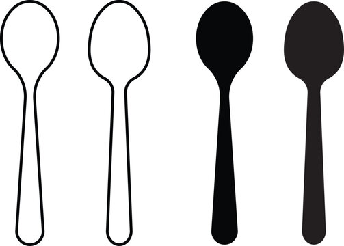 Spoon icon set outline and solid. dining restaurant cutlery food symbols Vector illustration for meal eating kitchen tableware cooking lunch dinner and breakfast services