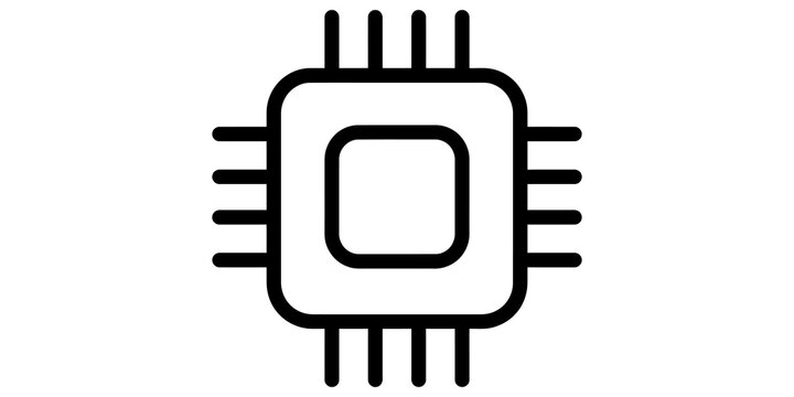Computer processor chip icon for hardware engineering and electronic computing technology.