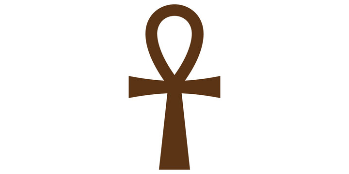 Ancient egyptian ankh cross symbol in brown representing life and divinity for historical and cultural design projects.