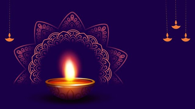 Happy Diwali with decorative props and colorful fireworks background animation video