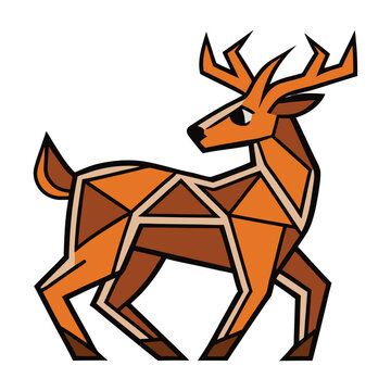 Stylized Deer Geometric Logo Vector Design Illustration