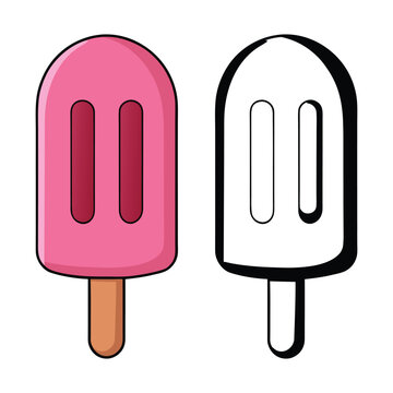 Pink Popsicle Coloring Page Vector Illustration Design