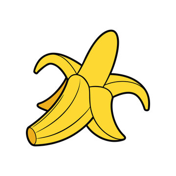 Fresh Peeled Banana Cartoon Fruit Vector Illustration