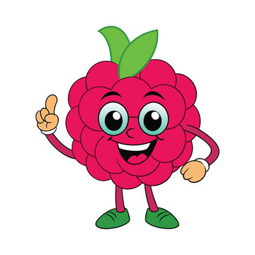 Cute Raspberry Fruit Vector Illustration