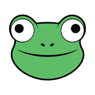 Cute Frog Face Vector Illustration With Cheerful Cartoon Expression