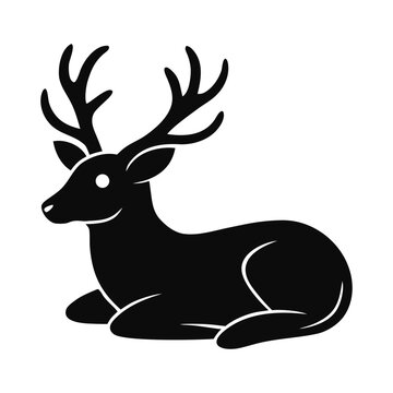 Elegant Deer Silhouette Vector Illustration With Graceful Wildlife Design