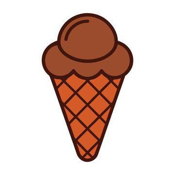 Chocolate Cone Ice Cream Vector Illustration With Sweet Dessert Design
