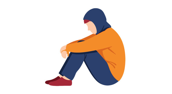 Sad Person Sitting Isolated Transparent Background