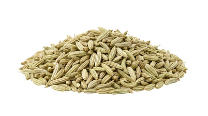 Fototapeta premium Pile of fennel seeds on a black background close up food photography