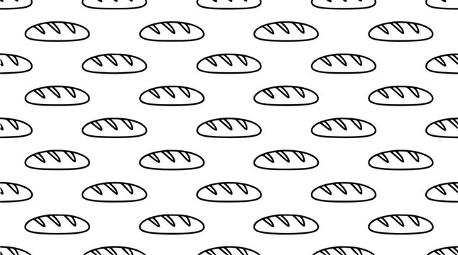 Seamless Pattern of Hand Drawn Loaves of Bread