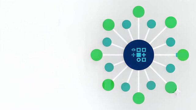 Radial Network Connection Diagram with Central Hub Illustration