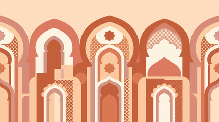 Architectural arches pattern with Islamic motif in warm terracotta tones © Maftuh