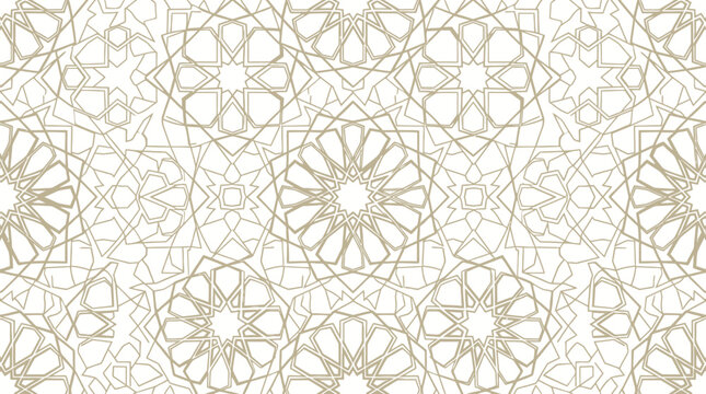 Intricate geometric star pattern motif filling half page