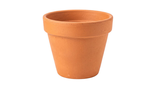 Terracotta flower pot for gardening, empty brown clay plant pot, classic earthenware container for indoor plants isolated PNG with Transparent Background