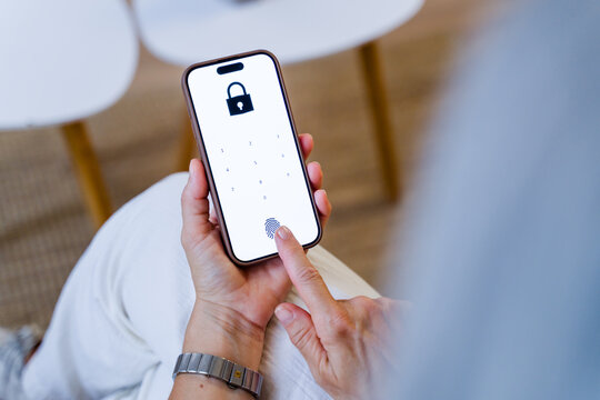 Smartphone unlocking with fingerprint on digital security screen