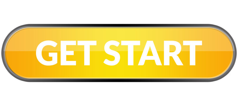 Friendly Yellow Get Started Button Glossy Web Element &ndash; Transparent PNG for Onboarding Screens, Product Tours and Startup Landing Pages