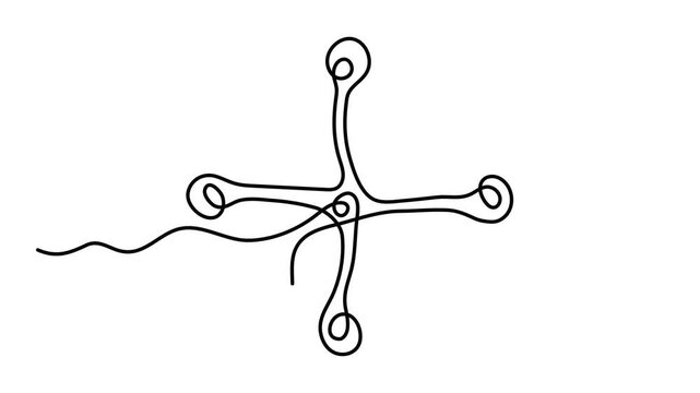 Snowflake crystal one line art animation, continuous line drawing winter weather and New Year holiday motion, christmas celebration festive frozen ice 4k self-drawing video