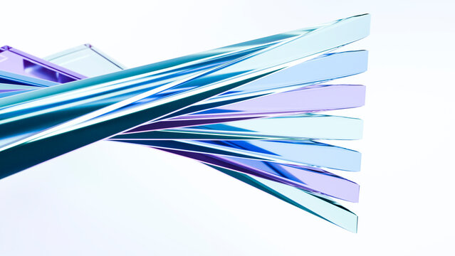 Abstract twisted translucent colored glass shapes