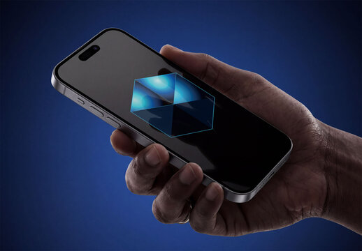 Mockup Template of Smartphone Screen in Hand