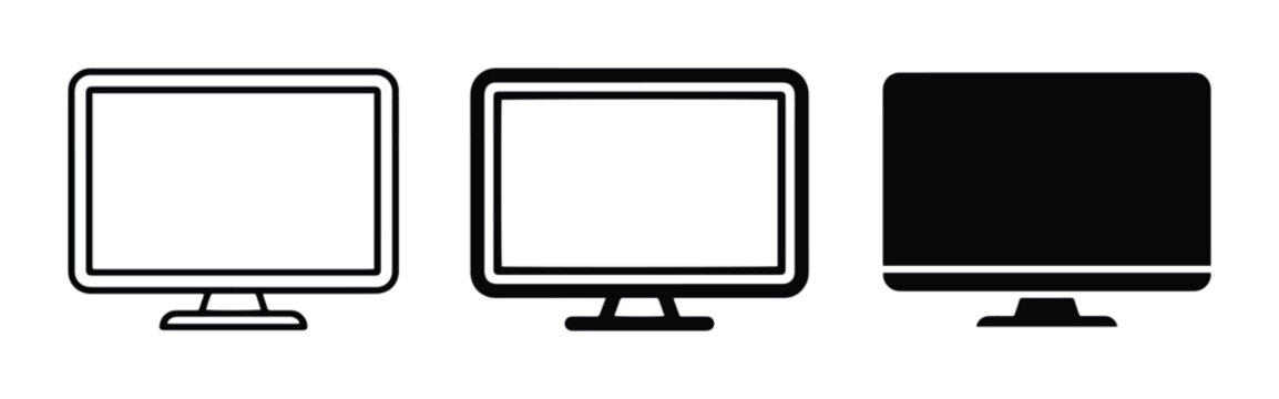 Computer monitor icons set for logo or app