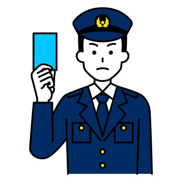 青切符を掲げる男性警察官