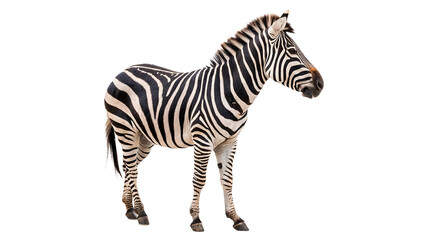 Fototapeta premium Wild zebra standing striped animal african savanna wildlife safari isolated on transparent background