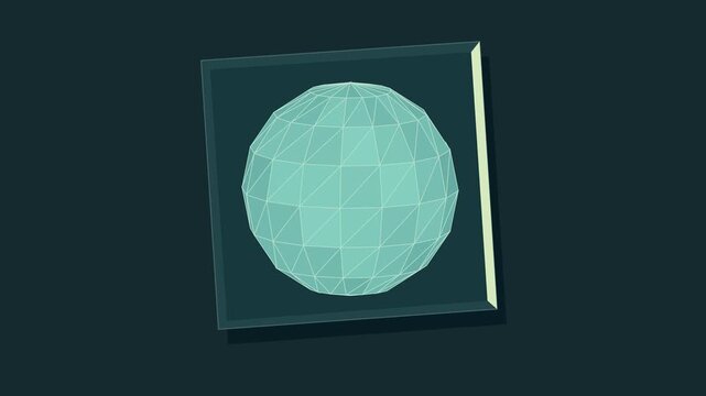 Geometric sphere with triangular facets displayed on a dark background