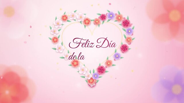 Feliz D&iacute;a de la Madre con Coraz&oacute;n Floral