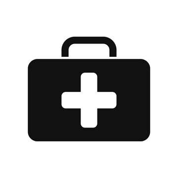 Black First Aid Kit Medical Bag Icon Isolated on Transparent Background