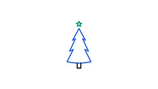 Minimalist Christmas tree with star on white background, simple festive illustration